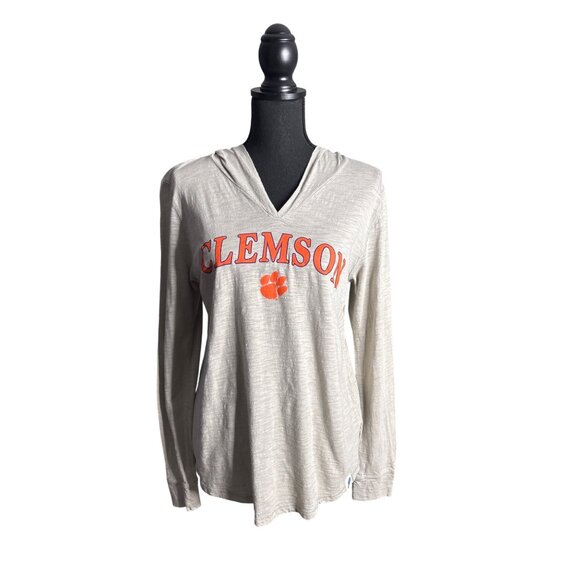 Unwind by League Women's Slub Cotton Long Sleeve Clemson Hoodie Tee Medium - Picture 1 of 11